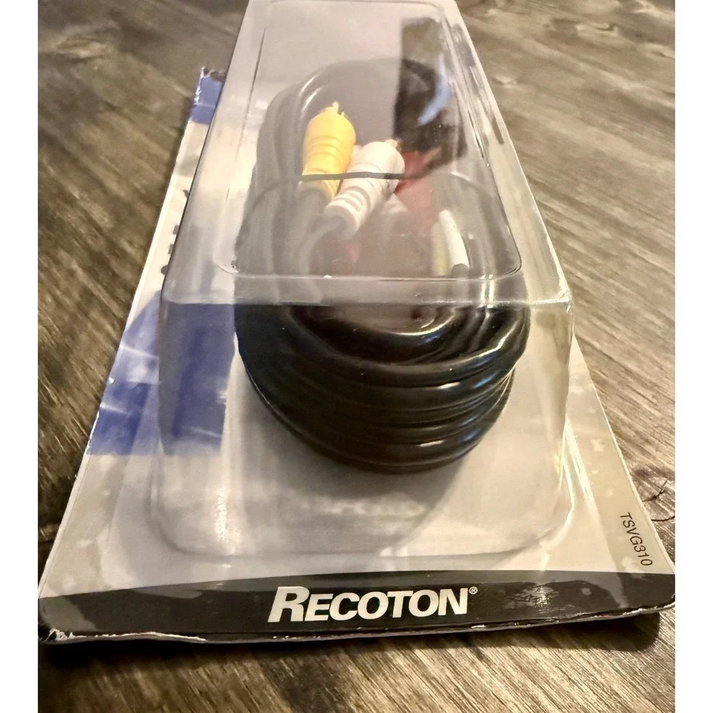 Recoton RCA Stereo Audio Video Cable 6ft Black NEW Gold Plated TSVG310 Composite